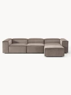 Sofá rinconera modular de pana con reposapiés izquierdo/derecho Lennon (4 plazas)