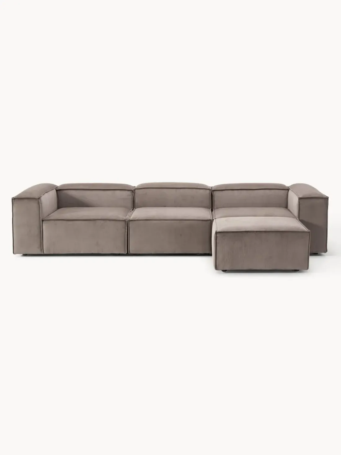 Sofá rinconera modular de pana con reposapiés izquierdo/derecho Lennon (4 plazas)