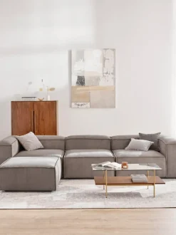 Sofá rinconera modular de pana con reposapiés izquierdo/derecho Lennon (4 plazas)