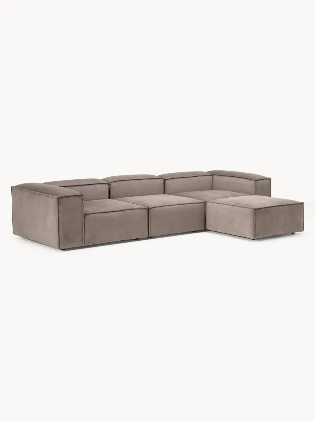 Sofá rinconera modular de pana con reposapiés izquierdo/derecho Lennon (4 plazas)