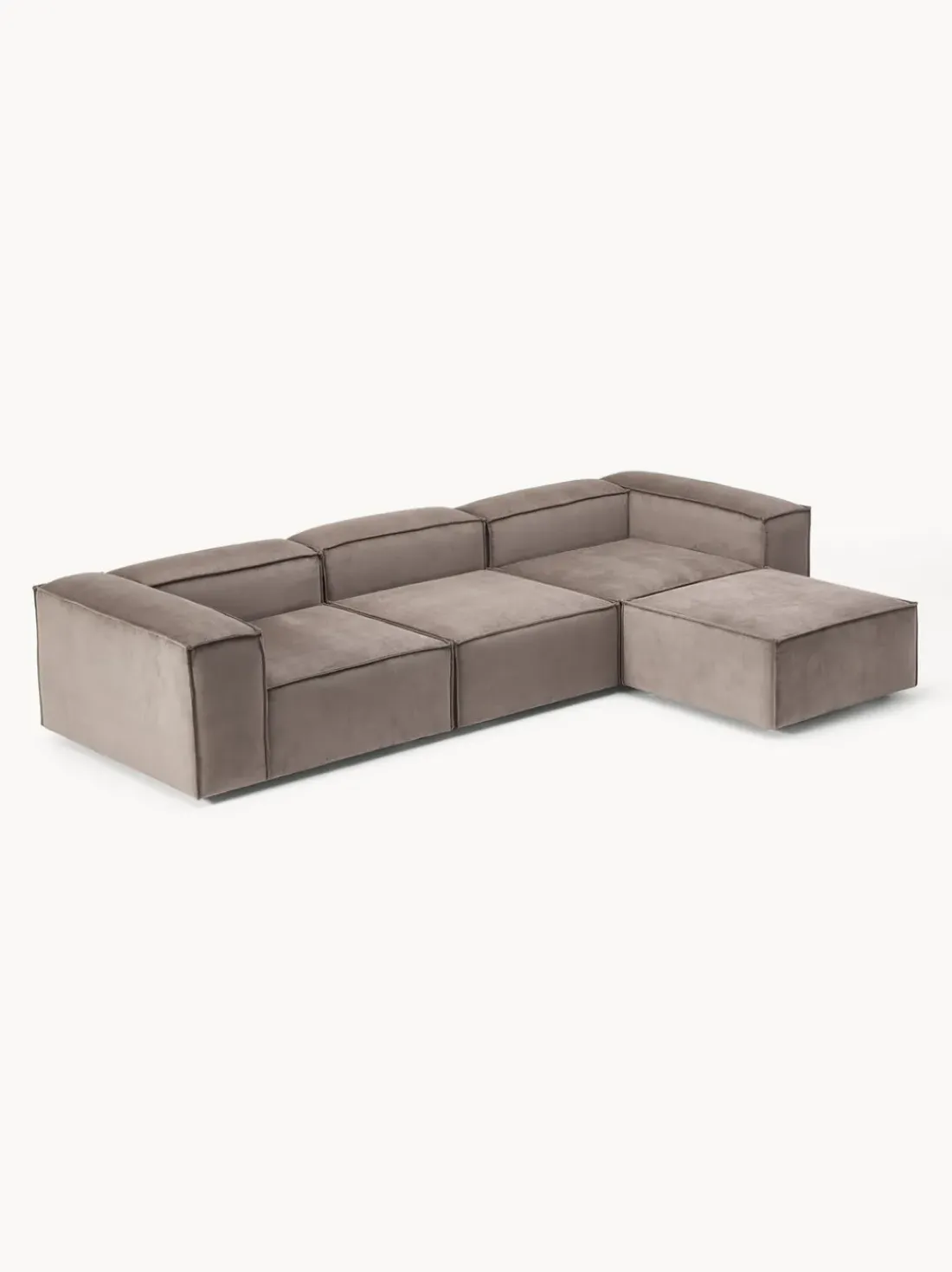 Sofá rinconera modular de pana con reposapiés izquierdo/derecho Lennon (4 plazas)