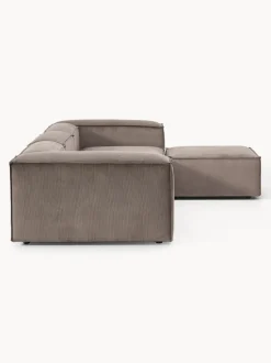 Sofá rinconera modular de pana con reposapiés izquierdo/derecho Lennon (4 plazas)