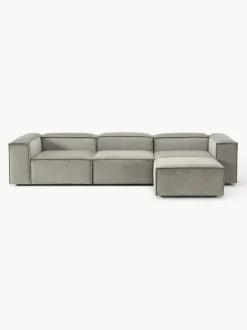 Sofá rinconera modular de pana con reposapiés izquierdo/derecho Lennon (4 plazas)