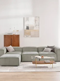 Sofá rinconera modular de pana con reposapiés izquierdo/derecho Lennon (4 plazas)
