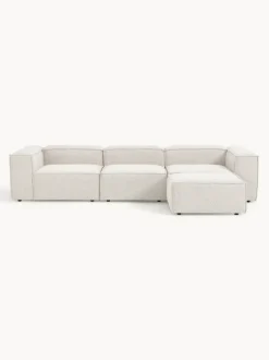 Sofá rinconera modular en tejido bouclé con reposapiés izquierdo/derecho Lennon (4 plazas)