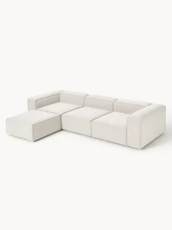 Sofá rinconera modular en tejido bouclé con reposapiés izquierdo/derecho Lennon (4 plazas)