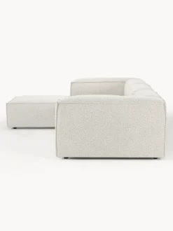 Sofá rinconera modular en tejido bouclé con reposapiés izquierdo/derecho Lennon (4 plazas)