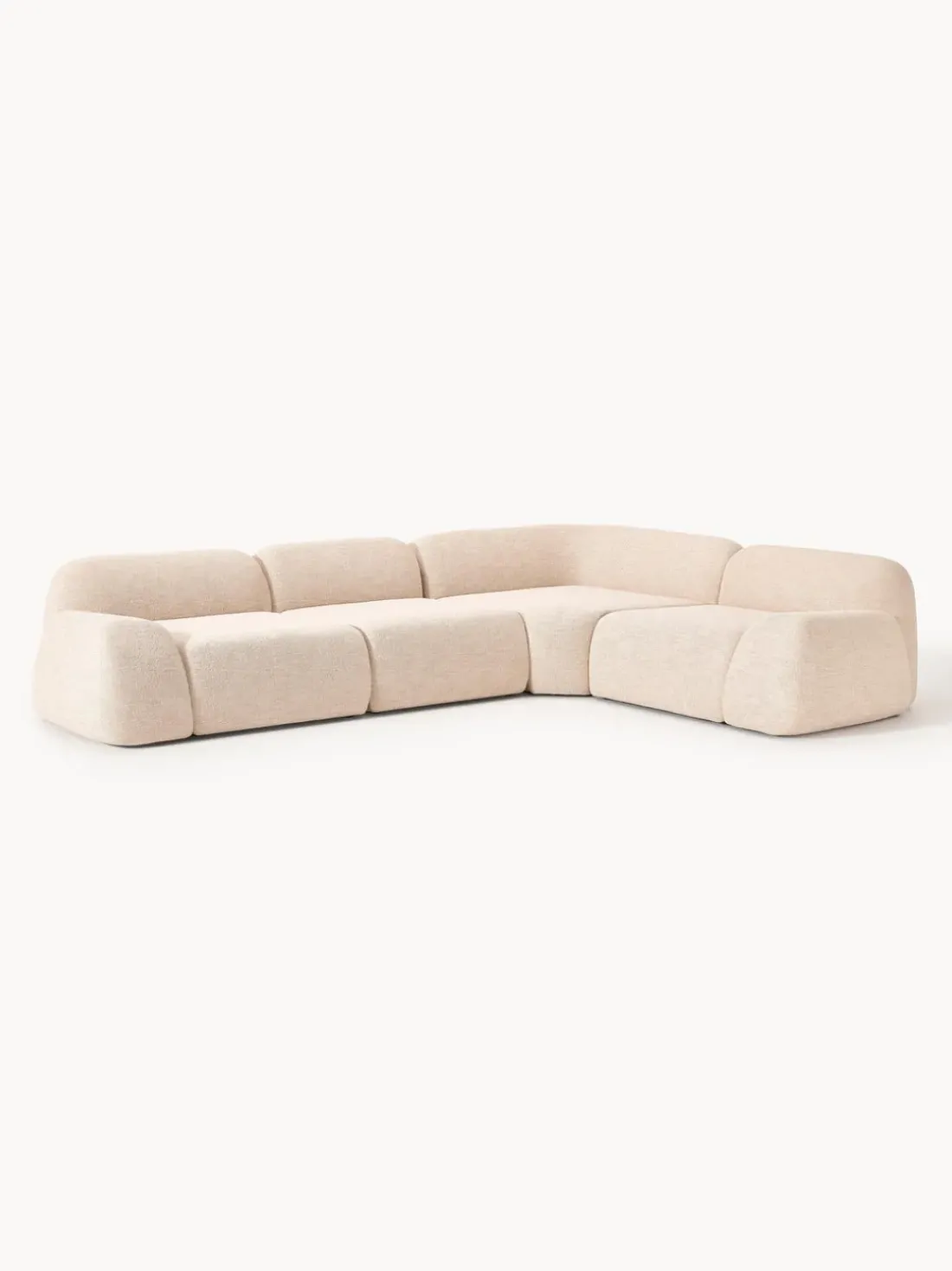 Sofá rinconera modular en tejido bouclé Wolke (4 plazas)