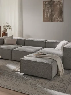 Sofá rinconera modular en tejido bouclé con reposapiés izquierdo/derecho Lennon (4 plazas)