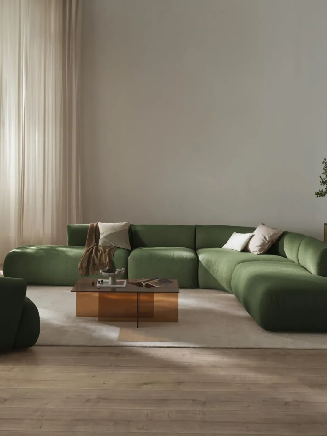 Sofá rinconera modular en tejido bouclé Sofia (4 plazas)