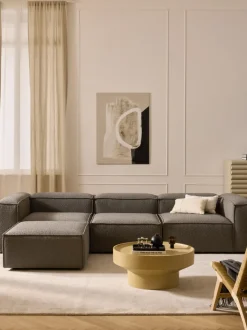 Sofá rinconera modular en tejido bouclé con reposapiés izquierdo/derecho Lennon (4 plazas)