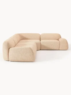 Sofá rinconera modular en tejido bouclé Wolke (4 plazas)