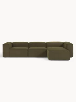 Sofá rinconera modular en tejido bouclé con reposapiés izquierdo/derecho Lennon (4 plazas)