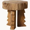 Taburete artesanal de madera de teca Carved