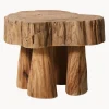 Taburete artesanal de madera de teca Log