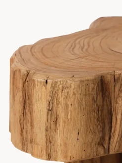 Taburete artesanal de madera de teca Log