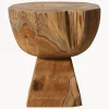 Taburete artesanal de madera de teca Arched