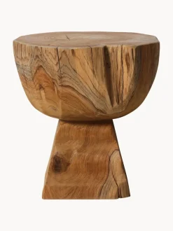 Taburete artesanal de madera de teca Arched