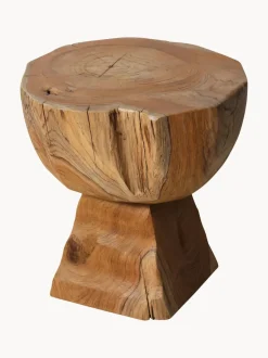 Taburete artesanal de madera de teca Arched