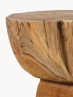 Taburete artesanal de madera de teca Arched