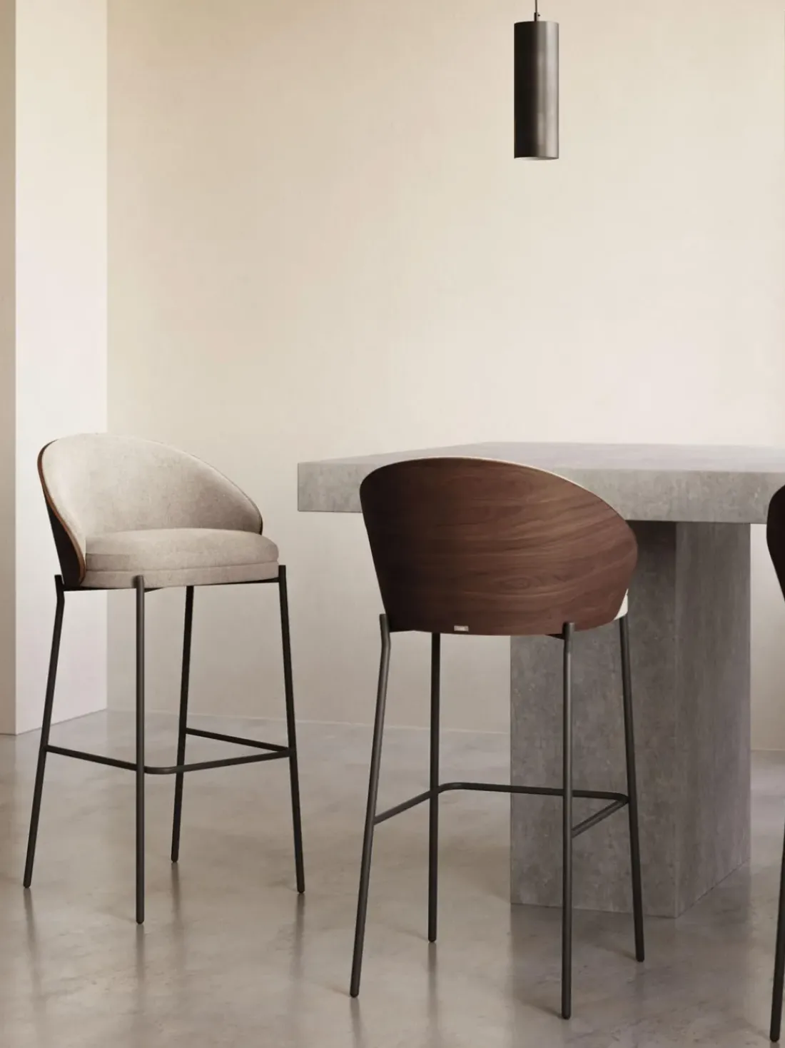 Taburete de bar de chenilla Eamy