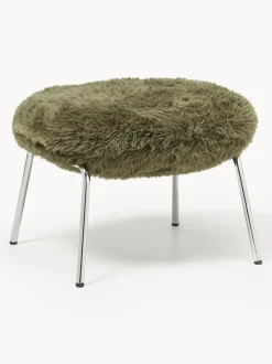 Taburete de cuero sintético con patas de metal Luan