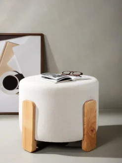 Taburete de lino con patas de madera Coffey
