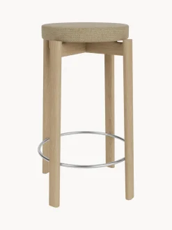 Taburete de madera de roble en tejido bouclé Passage