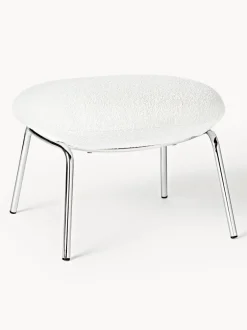 Taburete en tejido bouclé con patas de metal Luan