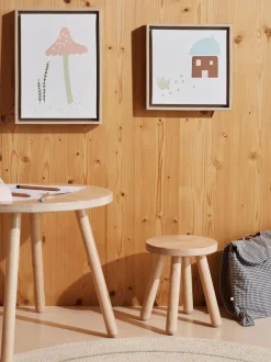 Taburete infantil de madera de caucho Dilcia