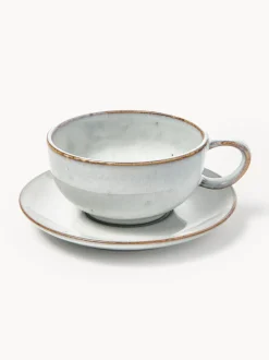 Taza artesanal con platito Nordic Sand
