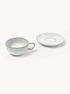 Taza artesanal con platito Nordic Sand