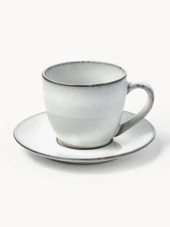 Taza artesanal con platito Nordic Sand