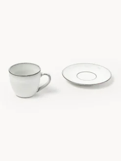 Taza artesanal con platito Nordic Sand