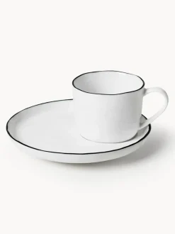 Taza de café espresso con platito artesanal de porcelana Salt
