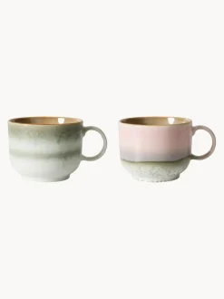 Tazas artesanales con esmalte reactivo 70's, 2 uds.