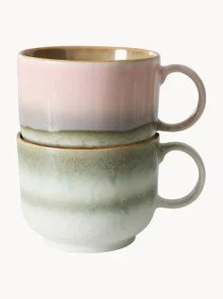 Tazas artesanales con esmalte reactivo 70's, 2 uds.