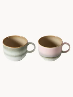 Tazas artesanales con esmalte reactivo 70's, 2 uds.