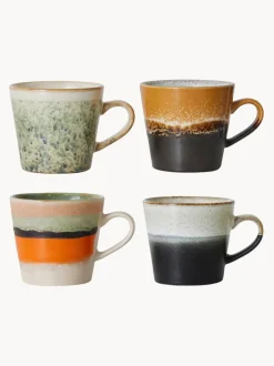 Tazas artesanales con esmalte reactivo 70s, 4 uds.