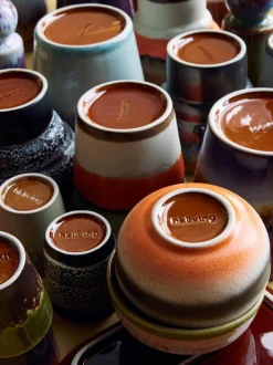 Tazas artesanales con esmalte reactivo 70s, 4 uds.