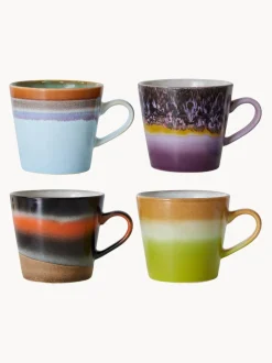 Tazas artesanales con esmalte reactivo 70s, 4 uds.