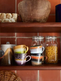 Tazas artesanales con esmalte reactivo 70s, 4 uds.