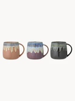 Tazas artesanales con esmalte reactivo Cloe, 3 uds.