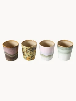 Tazas artesanales con esmalte reactivo 70's, 4 uds.