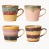 Tazas artesanales de gres 70's, 4 uds.