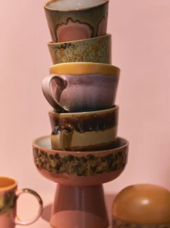 Tazas artesanales de gres 70's, 4 uds.