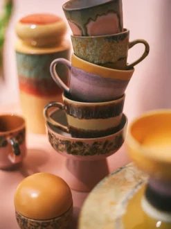 Tazas artesanales de gres 70's, 4 uds.