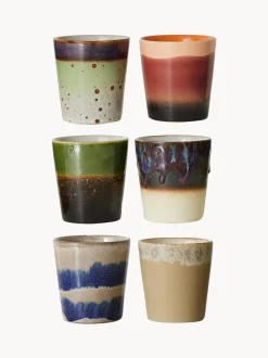 Tazas artesanales esmaltada 70s, 6 uds.