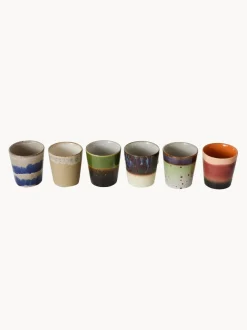 Tazas artesanales esmaltada 70s, 6 uds.