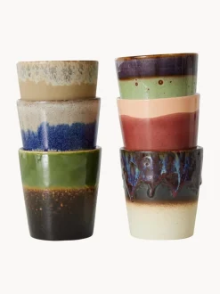 Tazas artesanales esmaltada 70s, 6 uds.